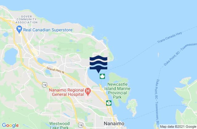 Mappa delle Getijden in Departure Bay, Canada