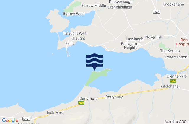 Mappa delle Getijden in Derrymore Island, Ireland