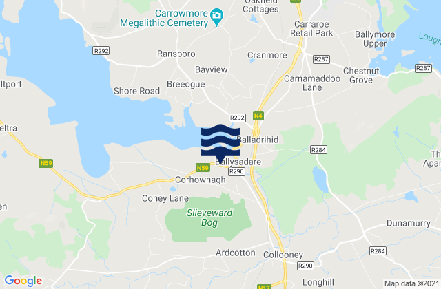 Mappa delle Getijden in Derrymore Island, Ireland