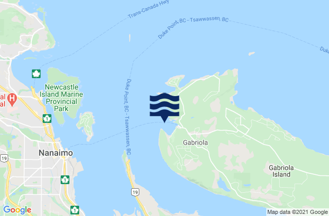 Mappa delle Getijden in Descanso Bay, Canada