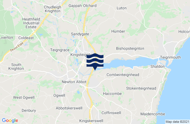 Mappa delle Getijden in Devon, United Kingdom
