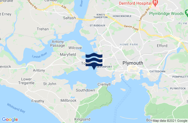 Mappa delle Getijden in Devonport, United Kingdom