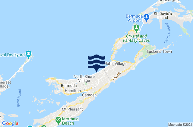 Mappa delle Getijden in Devonshire Parish, Bermuda