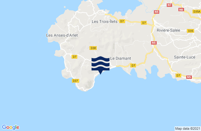 Mappa delle Getijden in Diam's, Martinique