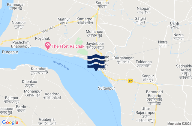 Mappa delle Getijden in Diamond Harbor Hooghly River, India