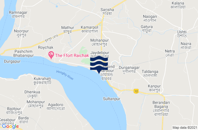 Mappa delle Getijden in Diamond Harbour, India