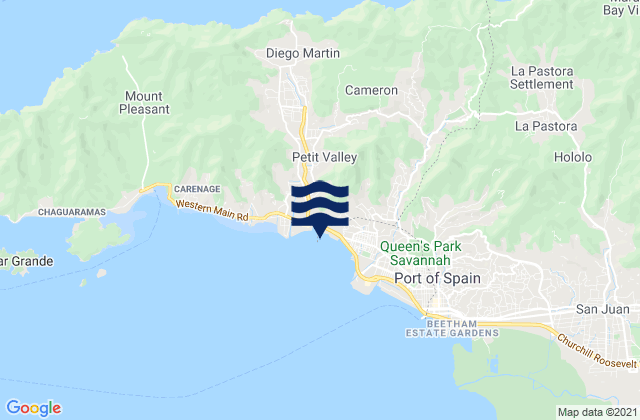 Mappa delle Getijden in Diego Martin, Trinidad and Tobago
