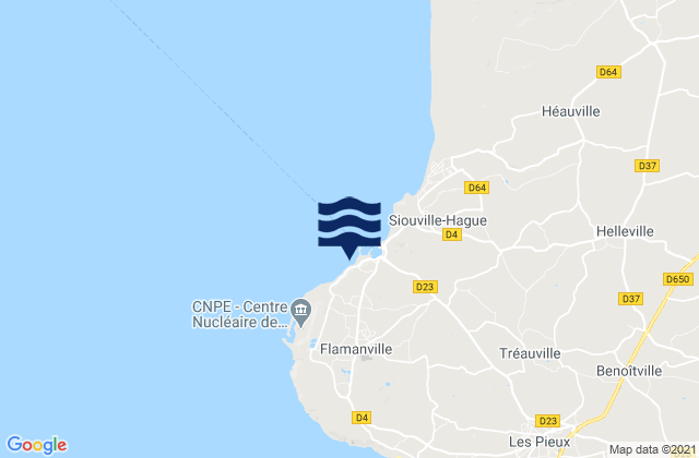 Mappa delle Getijden in Dielette Shore Break, France