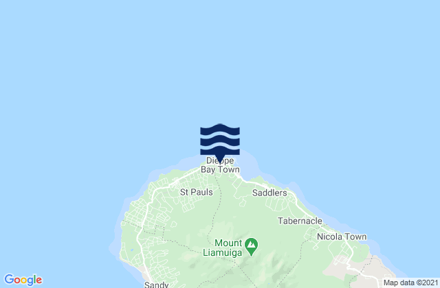 Mappa delle Getijden in Dieppe Bay Town, Saint Kitts and Nevis