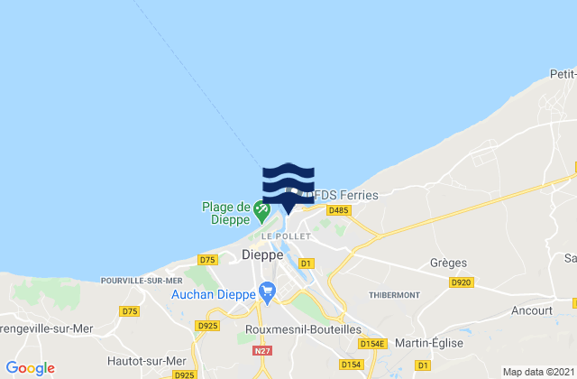 Mappa delle Getijden in Dieppe Port, France