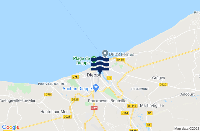 Mappa delle Getijden in Dieppe, France