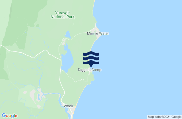 Mappa delle Getijden in Diggers Camp Beach, Australia