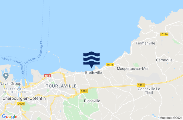 Mappa delle Getijden in Digosville, France