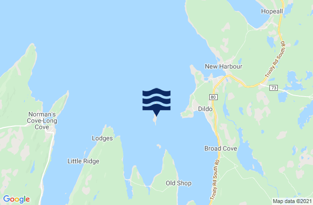 Mappa delle Getijden in Dildo Island, Canada