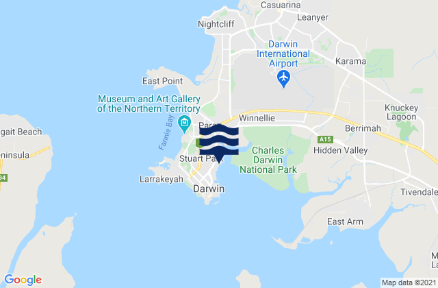 Mappa delle Getijden in Dinah Beach, Australia