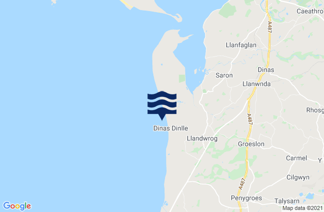 Mappa delle Getijden in Dinas Dinlle Beach, United Kingdom