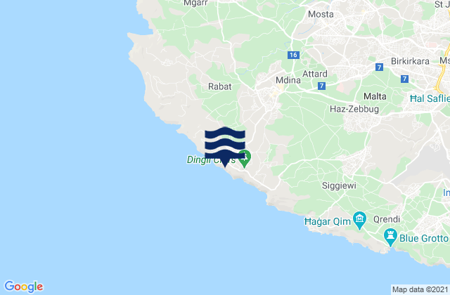 Mappa delle Getijden in Dingli, Malta