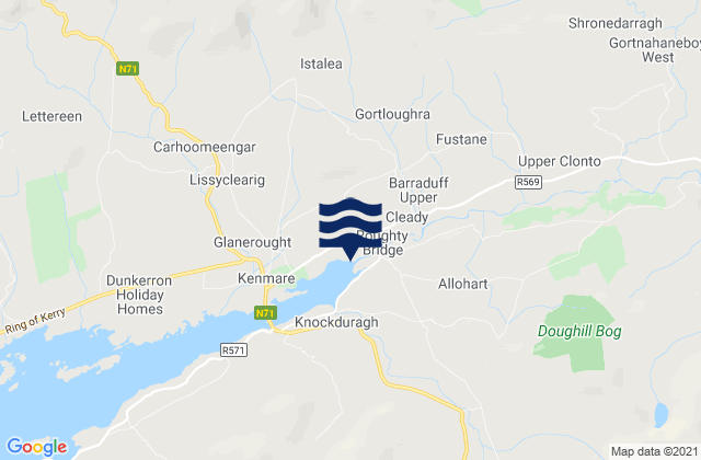Mappa delle Getijden in Dinish Island, Ireland