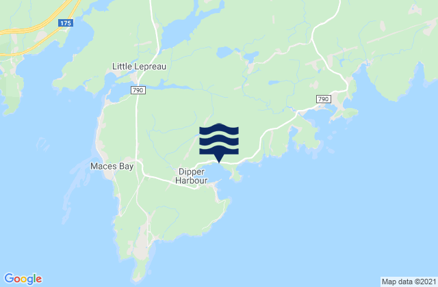 Mappa delle Getijden in Dipper Harbour West, Canada