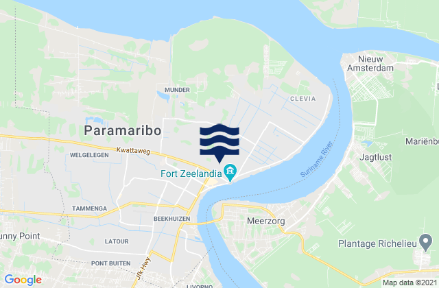 Mappa delle Getijden in Distrikt Paramaribo, Suriname