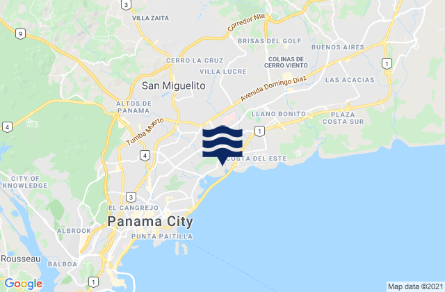 Mappa delle Getijden in Distrito San Miguelito, Panama