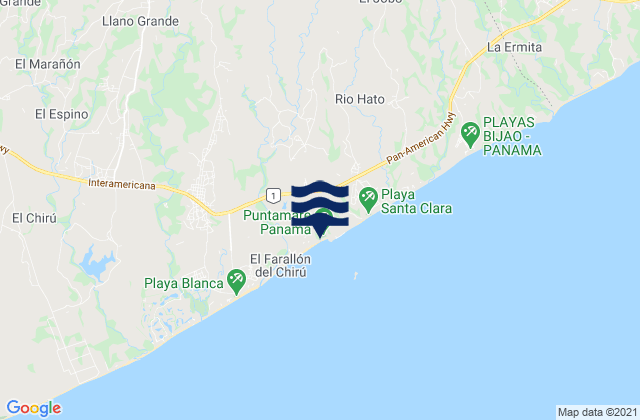 Mappa delle Getijden in Distrito de Antón, Panama
