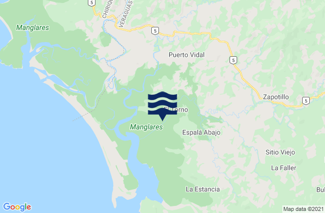 Mappa delle Getijden in Distrito de Las Palmas, Panama