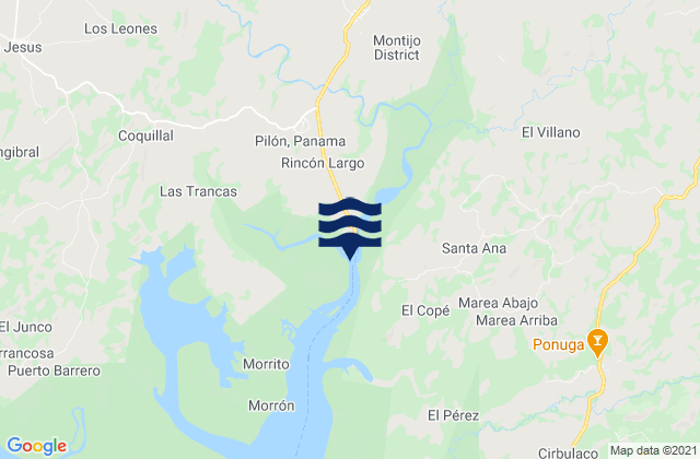 Mappa delle Getijden in Distrito de Montijo, Panama