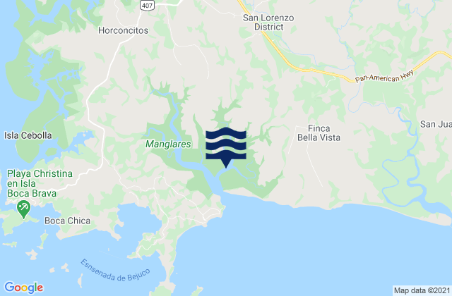 Mappa delle Getijden in Distrito de San Lorenzo, Panama