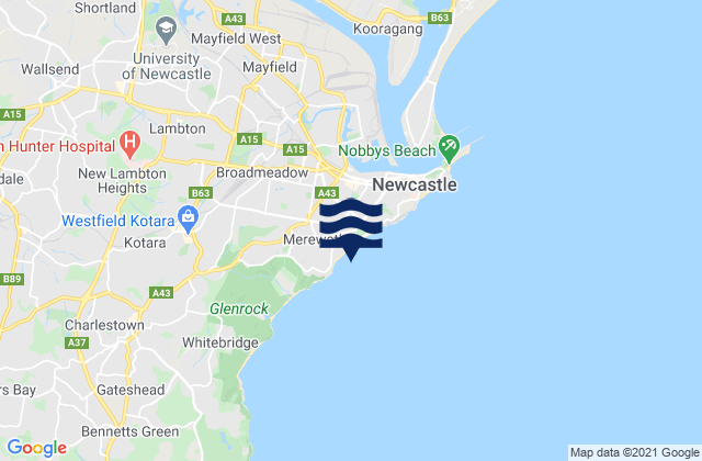 Mappa delle Getijden in Dixon Park, Australia