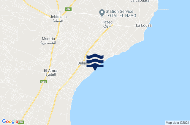 Mappa delle Getijden in Djebeniana, Tunisia