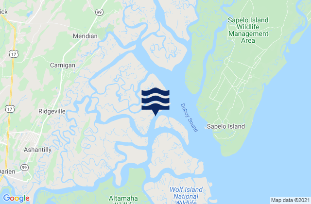 Mappa delle Getijden in Doboy Island (North River), United States