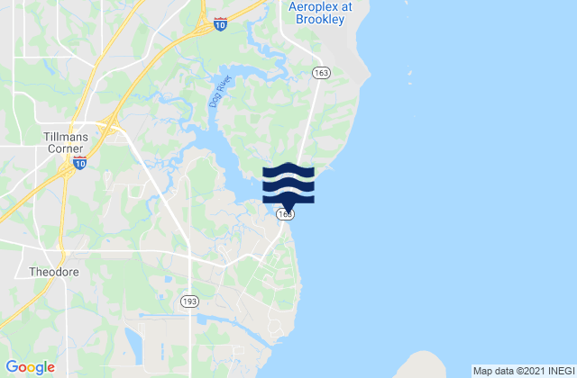 Mappa delle Getijden in Dog River Hwy 163 bridge Mobile Bay, United States