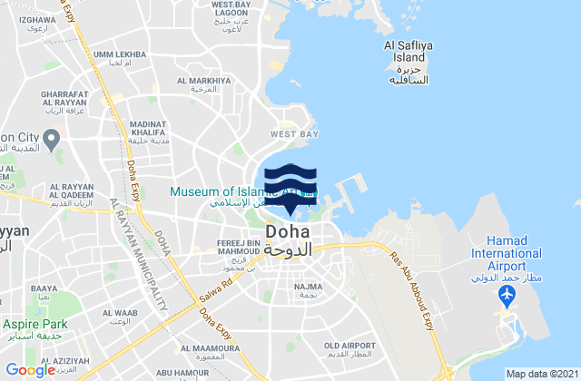 Mappa delle Getijden in Doha, Qatar