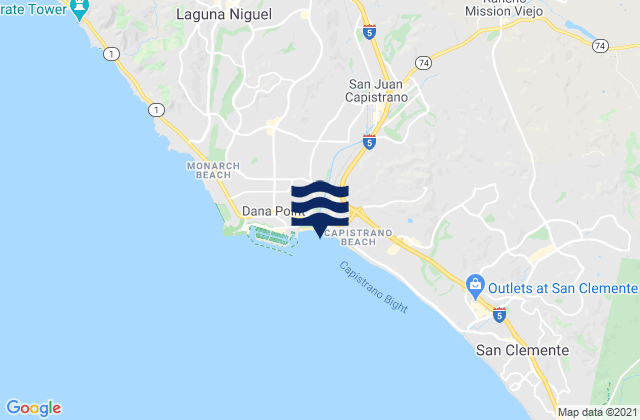 Mappa delle Getijden in Doheny State Beach, United States