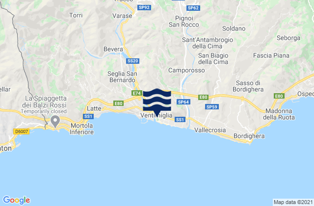 Mappa delle Getijden in Dolceacqua, Italy