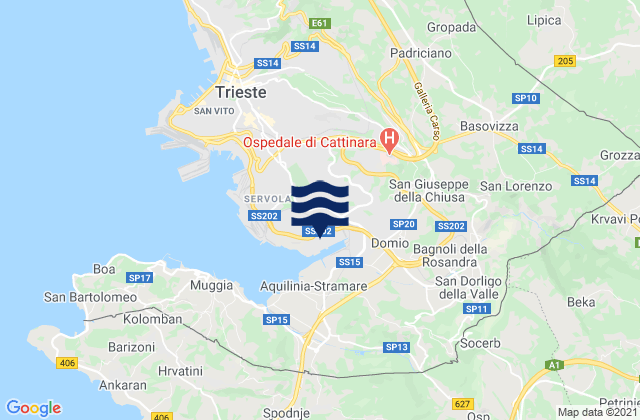 Mappa delle Getijden in Dolina, Italy