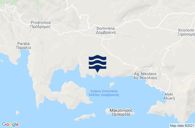 Mappa delle Getijden in Domvraína, Greece
