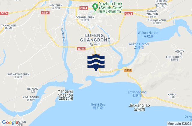 Mappa delle Getijden in Donghai, China