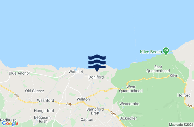 Mappa delle Getijden in Doniford Beach, United Kingdom