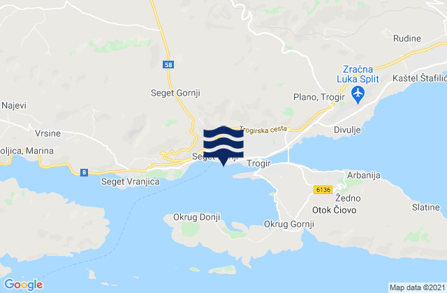 Mappa delle Getijden in Donji Seget, Croatia