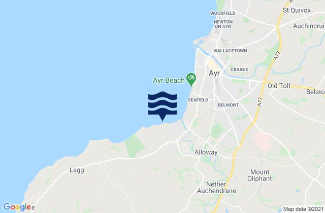 Mappa delle Getijden in Doonfoot Beach, United Kingdom