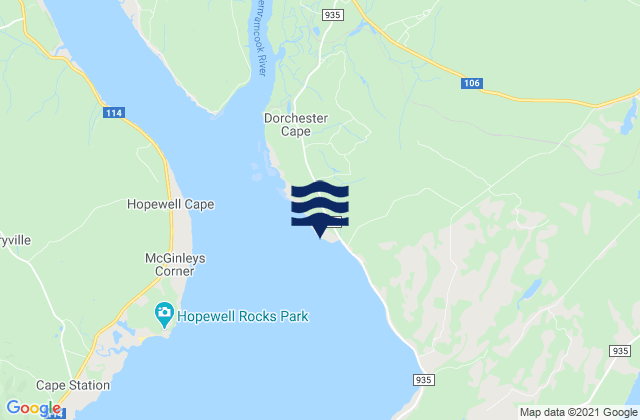 Mappa delle Getijden in Dorchester Cape, Canada
