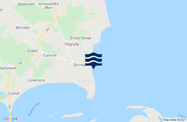 Mappa delle Getijden in Dornoch Beach, United Kingdom