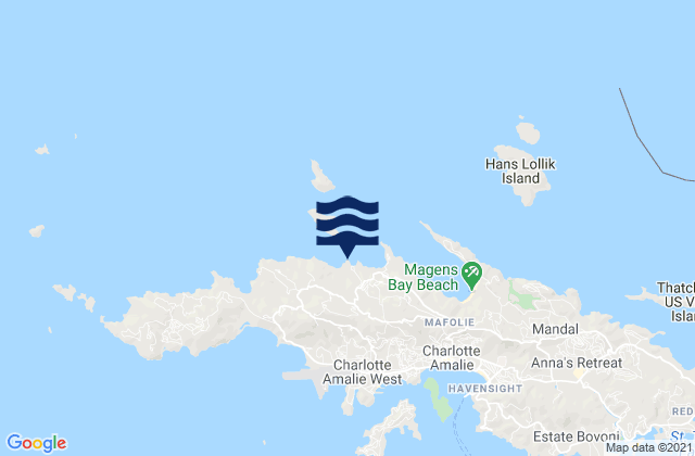 Mappa delle Getijden in Dorothea Bay Saint Thomas, U.S. Virgin Islands