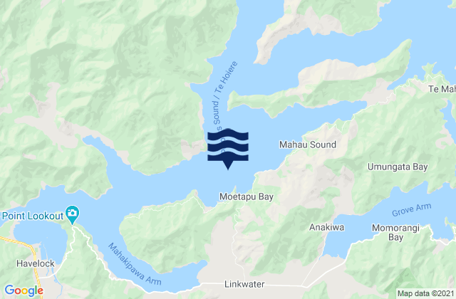 Mappa delle Getijden in Double Bay, New Zealand
