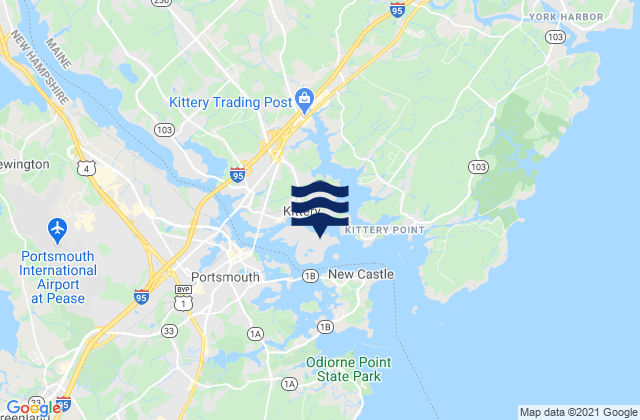 Mappa delle Getijden in Dover (Cocheco River), United States