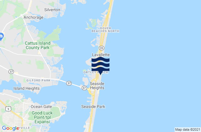 Mappa delle Getijden in Dover Beaches South, United States