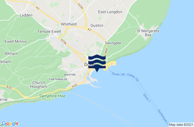 Mappa delle Getijden in Dover Harbour Beach, France
