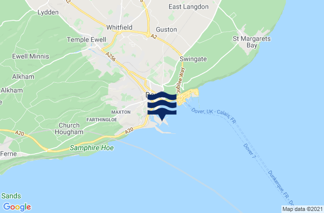 Mappa delle Getijden in Dover, France